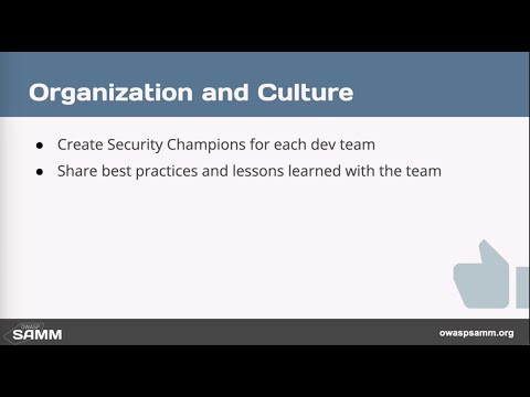 OWASP SAMM Organization and Culture