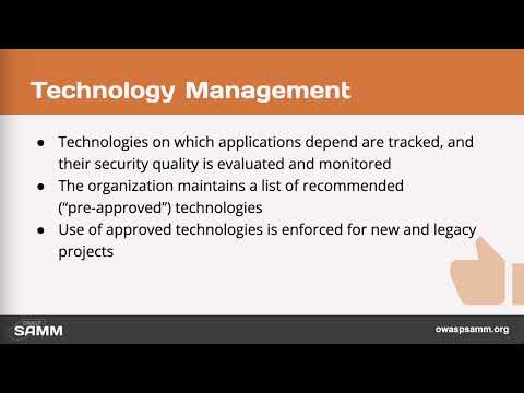 OWASP SAMM Technology Management