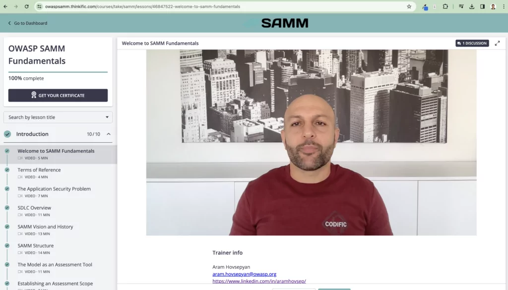 OWASP SAMM Fundamentals screenshot