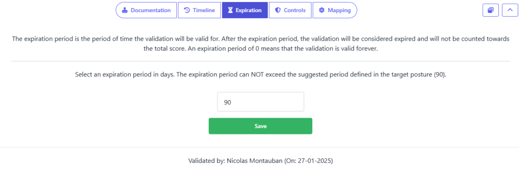 Assessment expiration setting in SAMMY