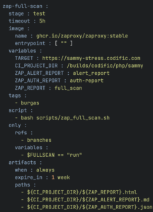 Full ZAP active scan YAML file for GitLab CI/CD